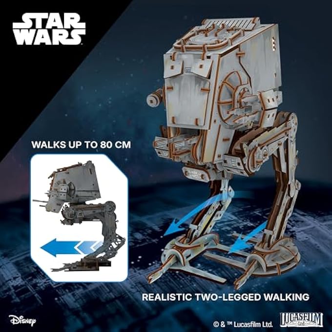 STAR WARS AT-ST WALKER 3D WOODEN PUZZLE - WOODEN CONSTRUCTION KIT ADULTS - 3D WOODEN PUZZLE ADULTS - STAR WARS GIFT FOR MEN - MECHANICAL RUNNING MODEL WOODEN PUZZLE 3D - 370 PIECES - Image 4